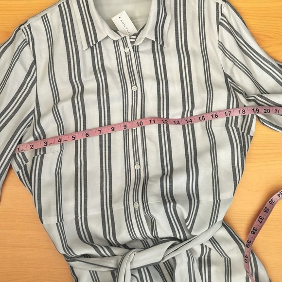 Ann Taylor Factory Striped Button Front Belted Dress Size 12 - Picture 4 of 11